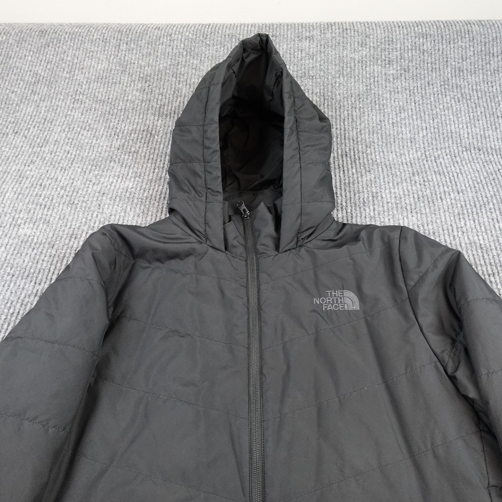 North Face Tamburello Parka Jacket Womens Large Black Hooded Insulated Full Zip - Picture 2 of 9